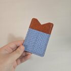 Porte-cartes Nagisa en cuir pleine fleur tannage végétal avec insert en cuir marin français